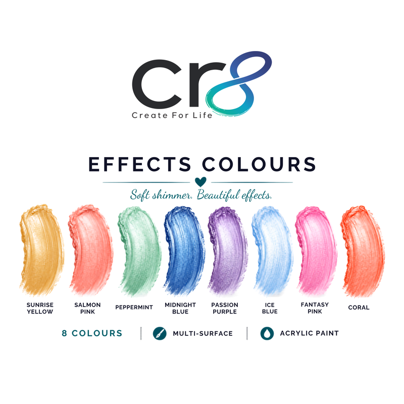 CR8 Pearlescent Acrylic Paint | Shimmer Multi-Surface Paint