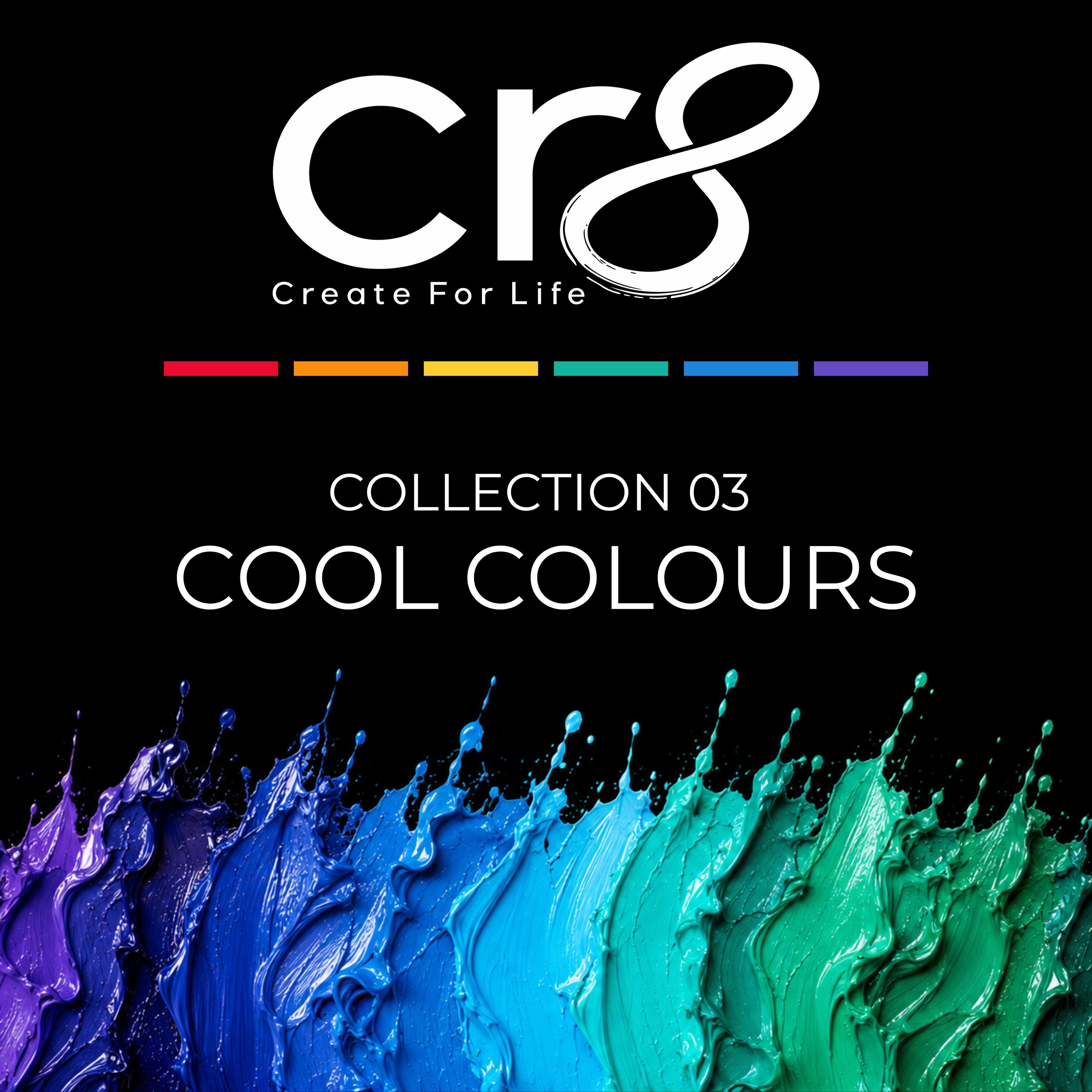 CR8 Colour Collection 03 – Cool Colours | Multi-Surface Acrylic Paint Set