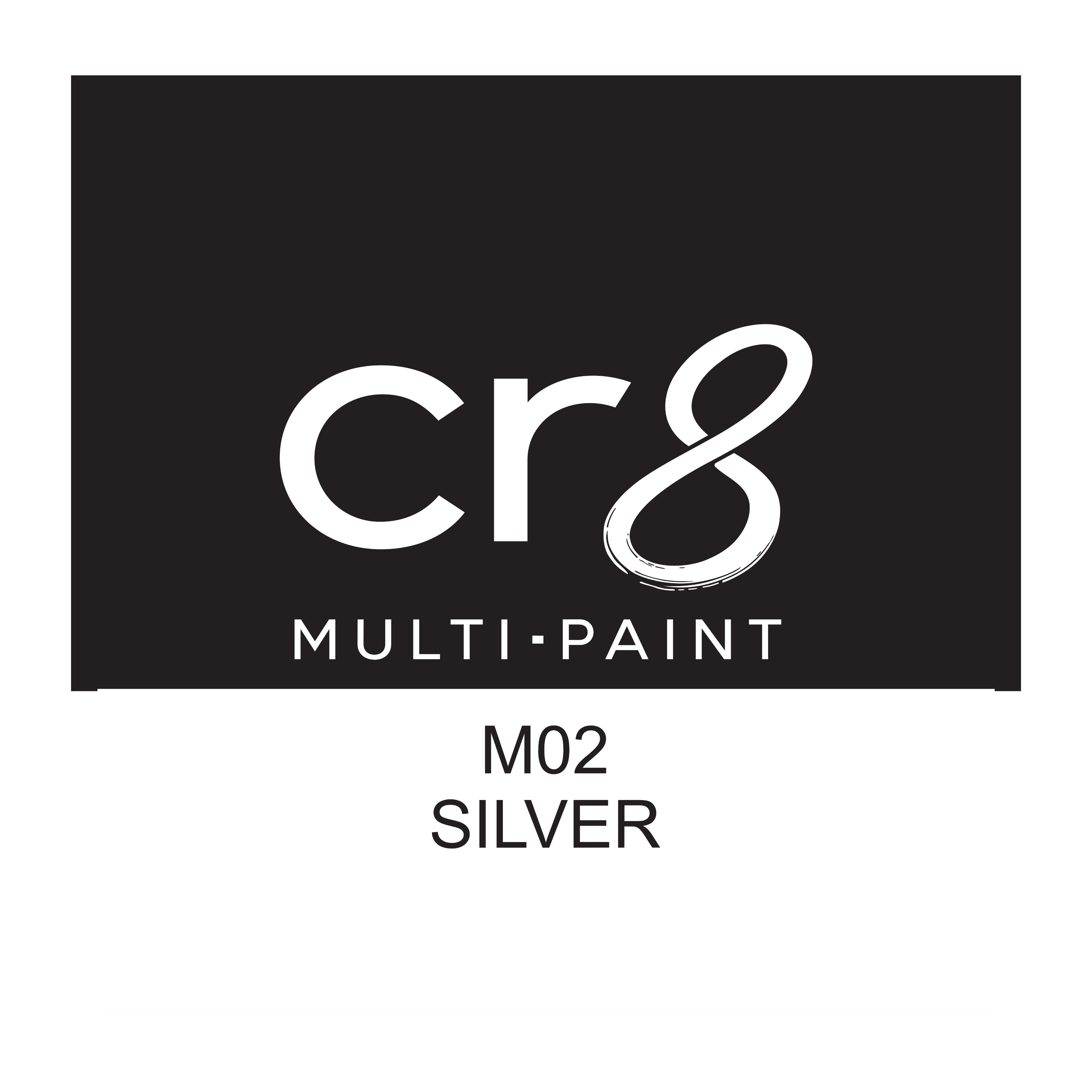 CR8 Silver acrylic multi-surface paint 30g label