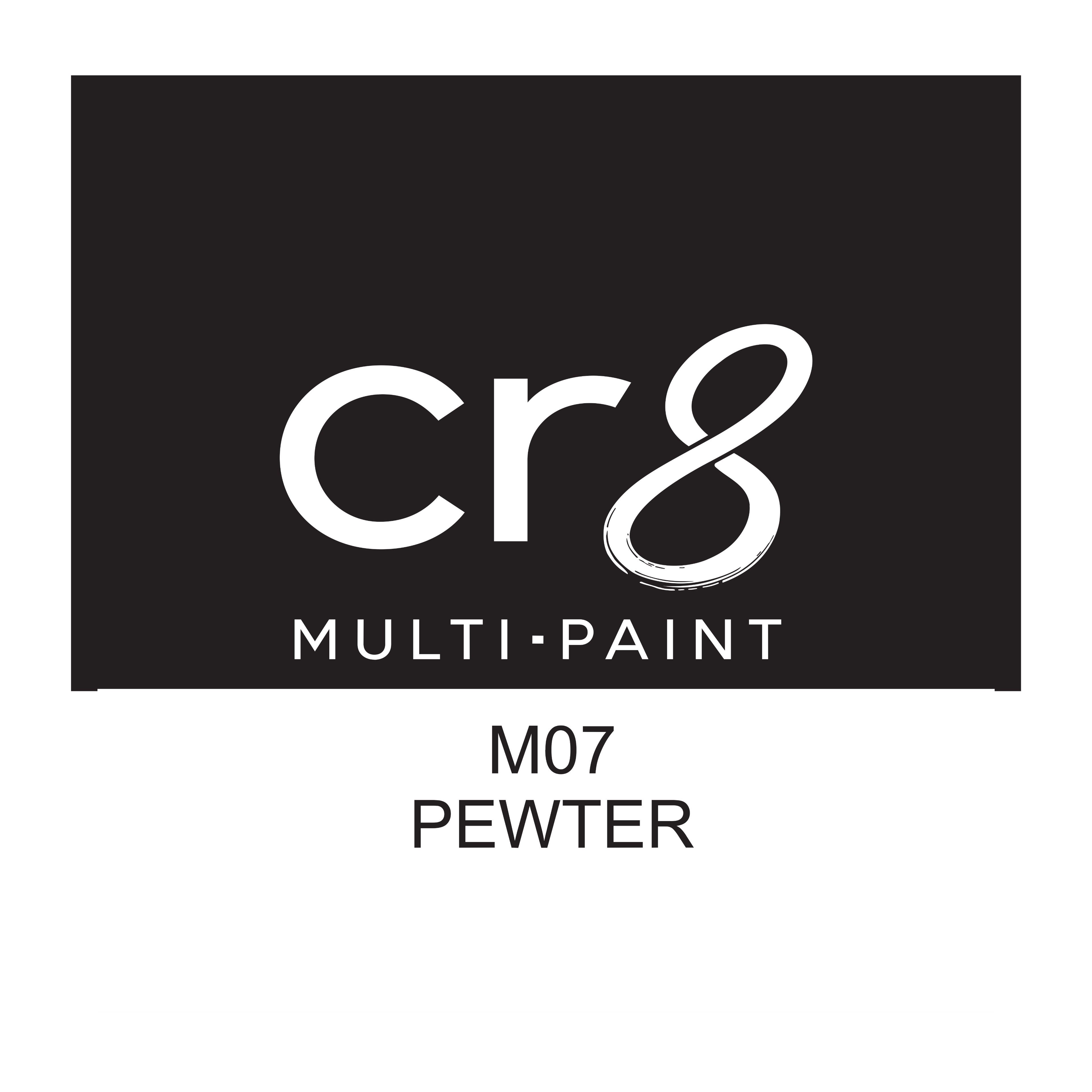 CR8 Pewter acrylic multi-surface paint 30g label