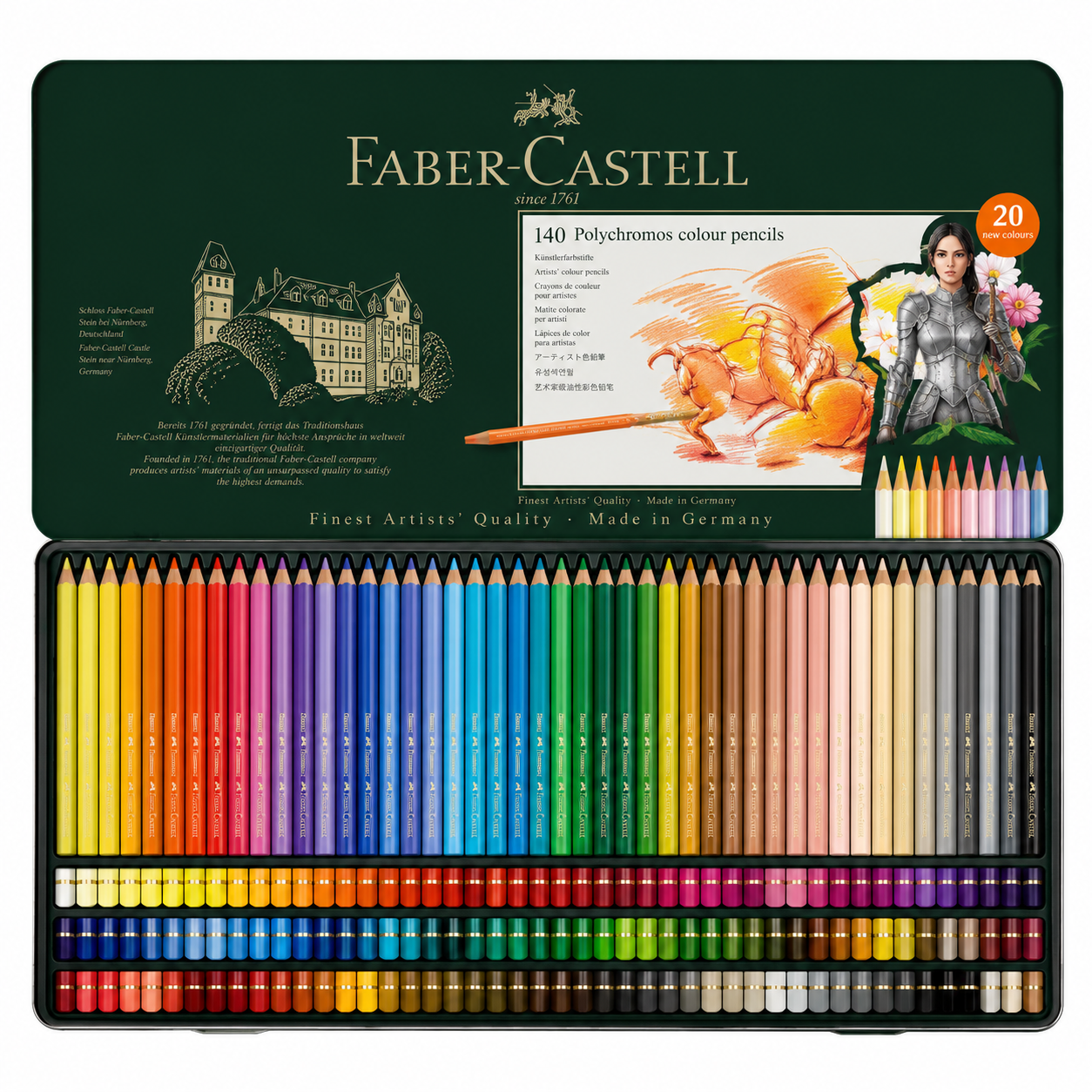 Faber-Castell Polychromos Artists’ Colour Pencils Tin of 140 (Including 20 New Colours)