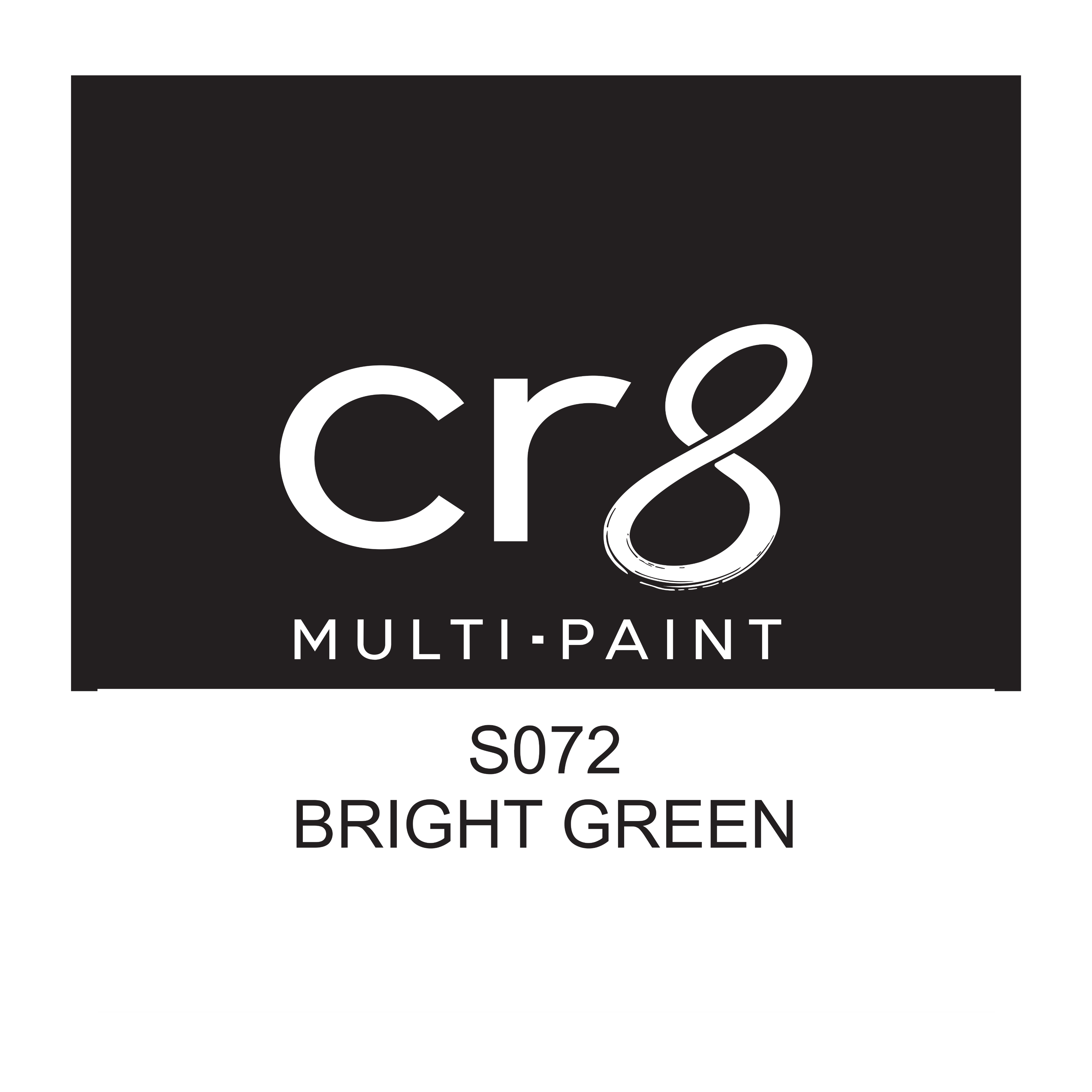 CR8 Bright Green acrylic multi-surface paint 30g label