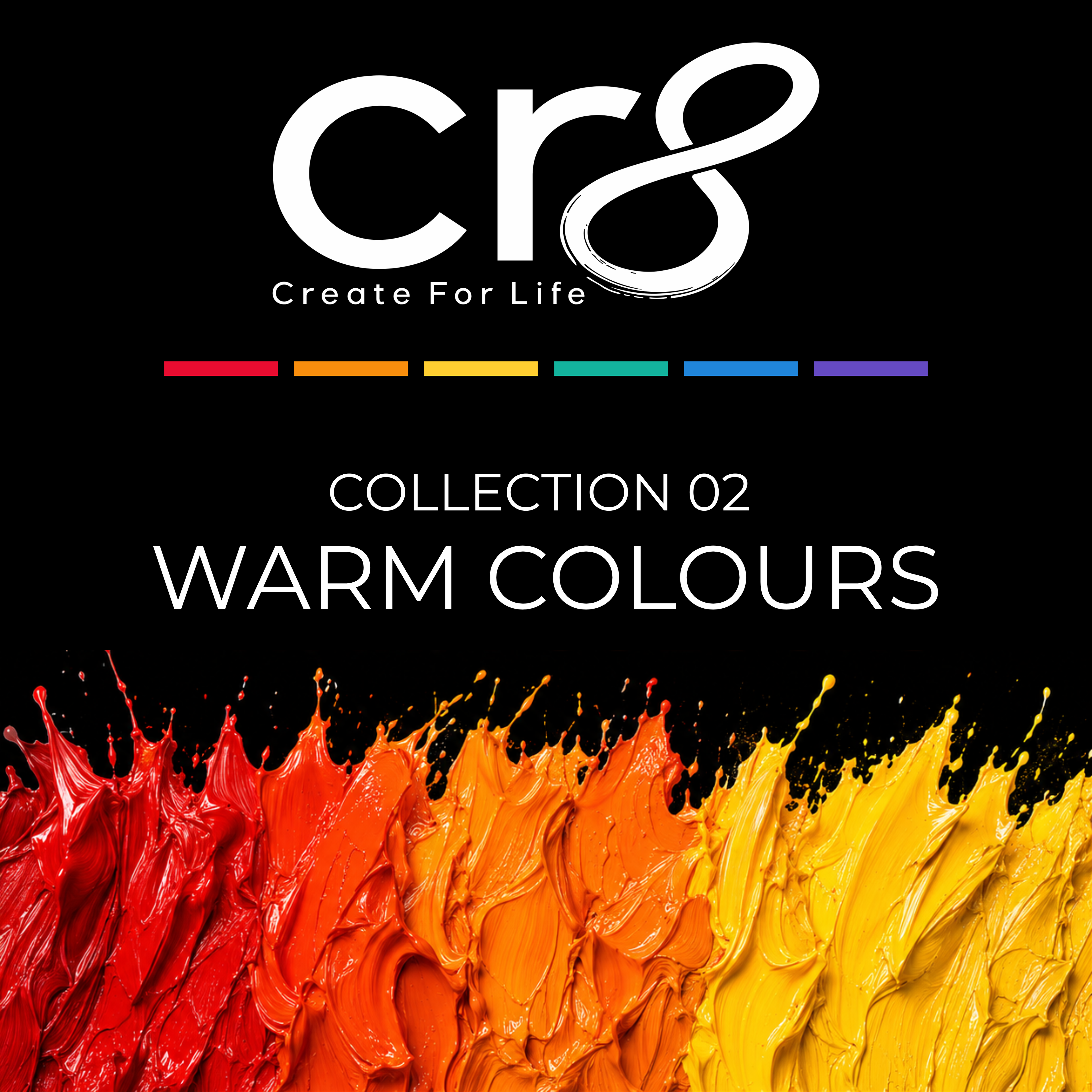 CR8 Colour Collection 02 – Warm Colours | Multi-Surface Acrylic Paint Set